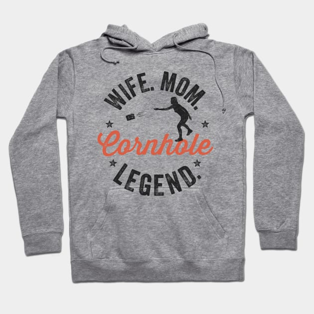 Cornhole Shirt Vintage Funny Wife Mom Cornhole Legend Hoodie by Happy Lime